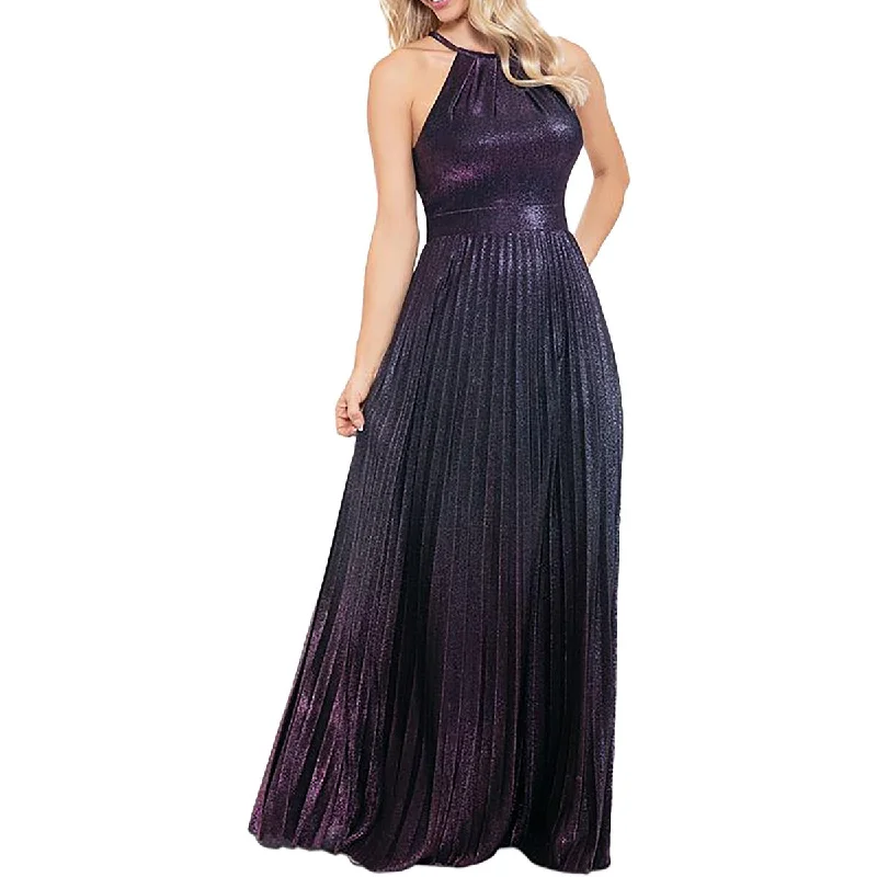 Get It Before It’s Gone Petites Womens Metallic Glitter Halter Dress