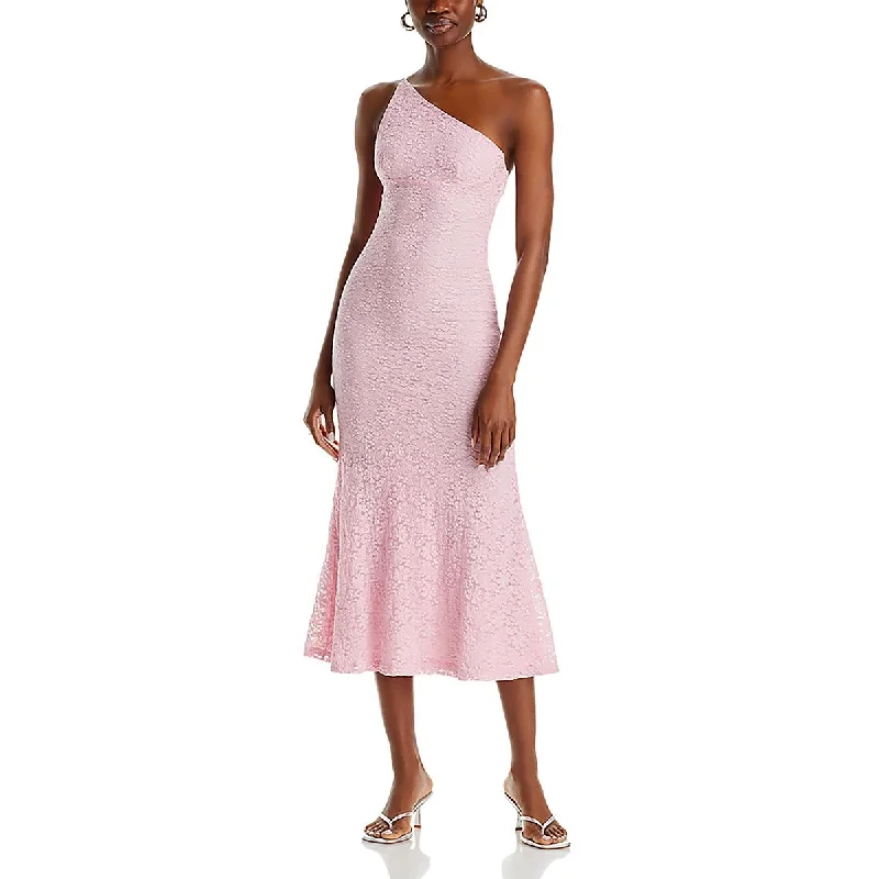Best Bargains Albie Womens Lace One Shoulder Evening Dress