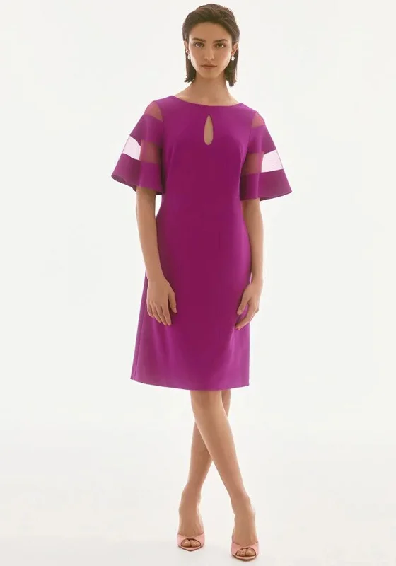 Special Promotion Joseph Ribkoff Mesh Sleeve A-Line Dress, Purple