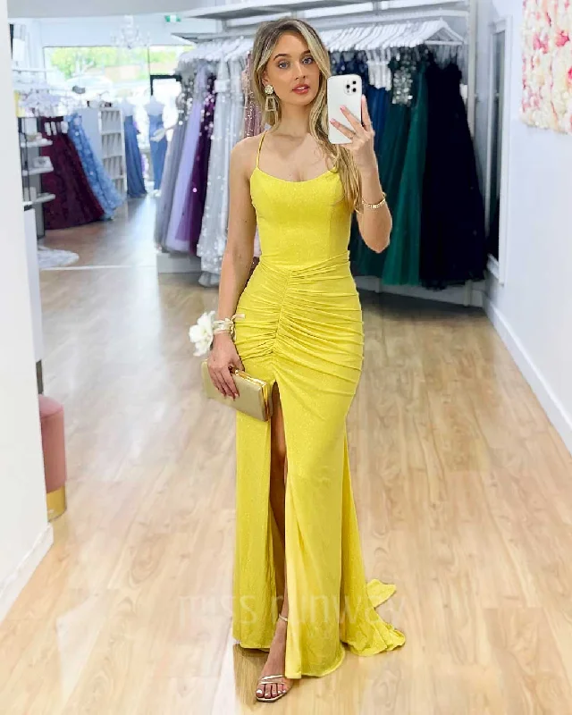 Members Only Sharni Glitter Gown - Yellow