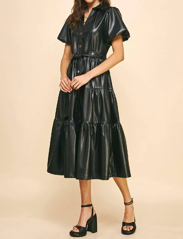 Year-End Sale Brielle Vegan Leather Dress In Black