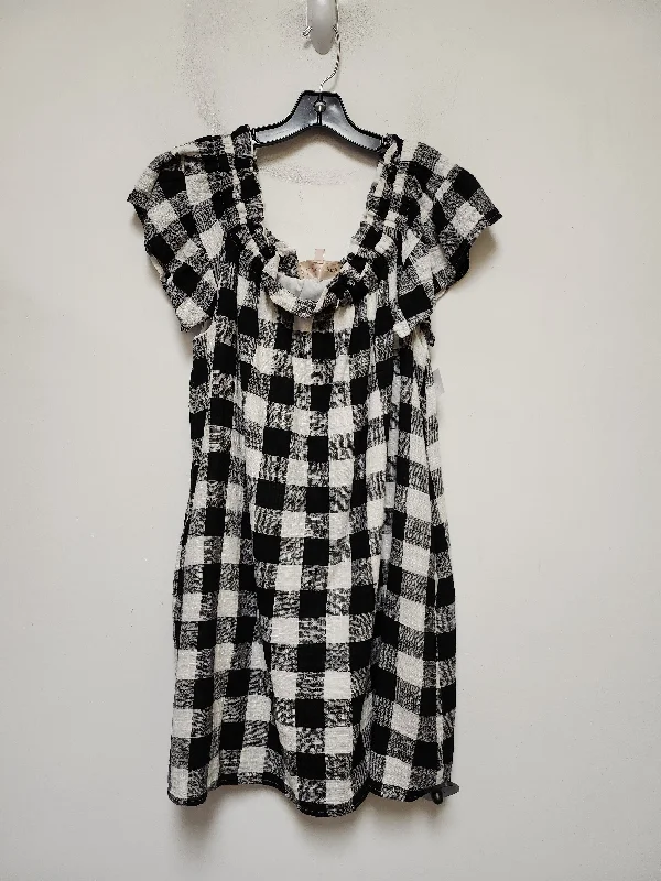 Instant Discount Checkered Pattern Dress Casual Short Philosophy, Size L