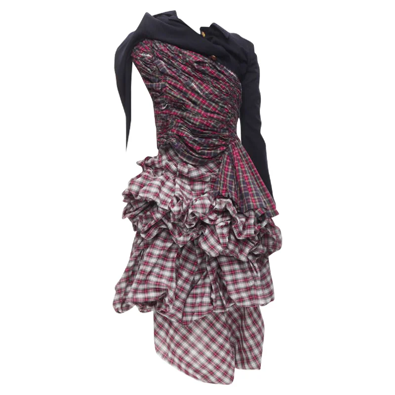 Final Clearance Comme Des Garcons deconstructed punk plaid blazer skirt