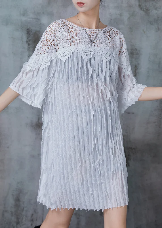 Bargain Blast Fine White Oversized Patchwork Cotton Work Dress Summer