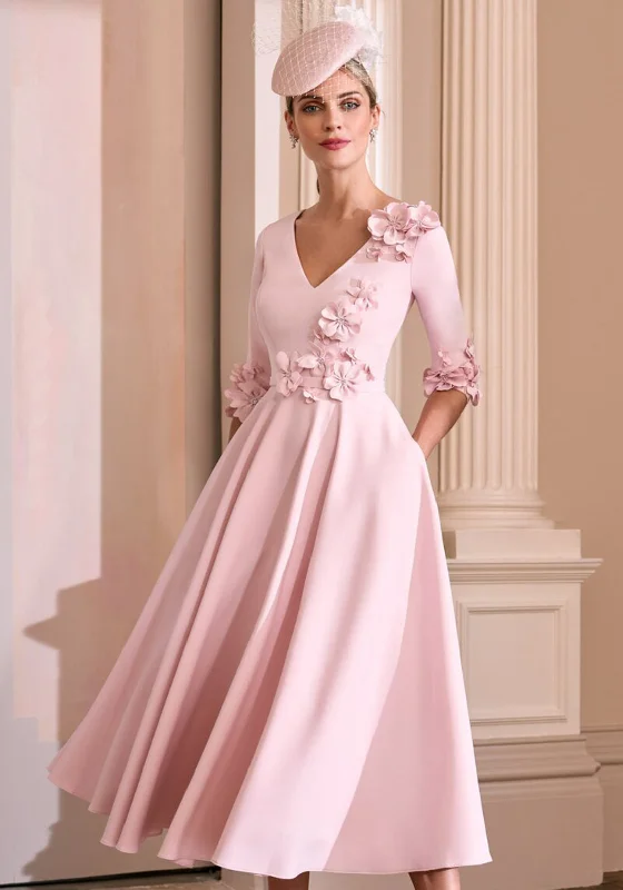 Season Finale Sale John Charles Floral Embellished A-Line Midi Dress, Petal Pink