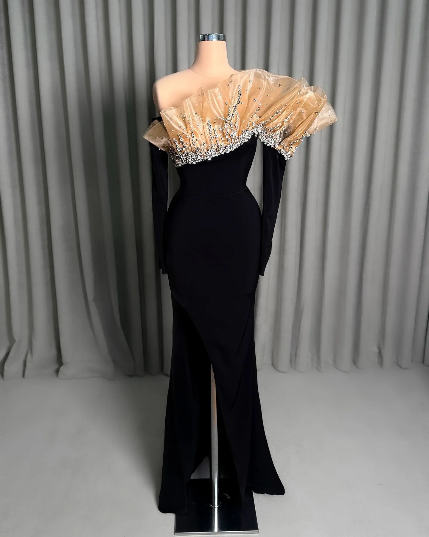 Mega Deal Simple Black Velvet Prom Dresses Mermaid Off Shoulder Elegant Evening Party Dresses Turkish Coutures Cocktail Gowns Customized