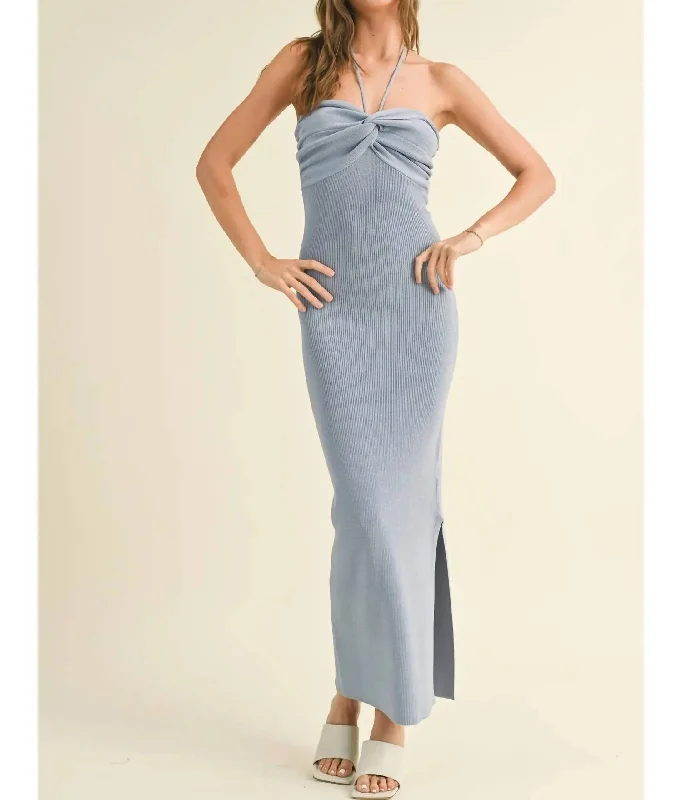 Unbeatable Prices Halsey Halter Knit Dress In Blue
