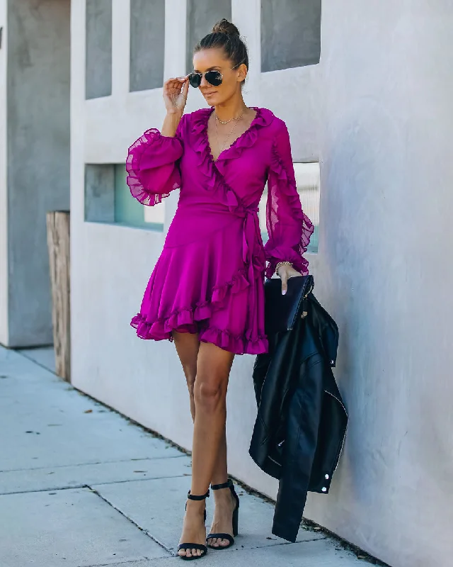 Today’s Deal Away With Me Ruffle Wrap Dress - Berry