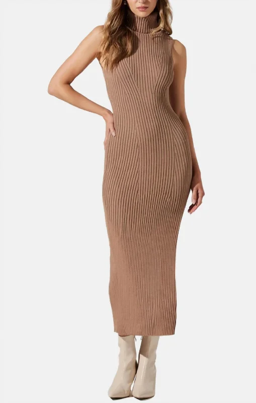 Online Only Channary Sweater Dress In Chesnut