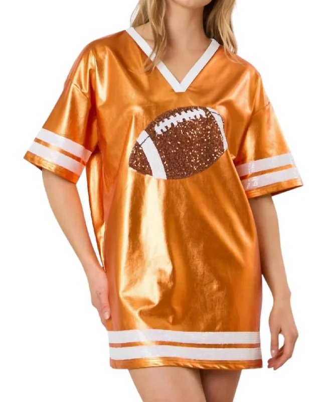 Great Deals Football Sequins Embroidery Jersey Dress In Orange