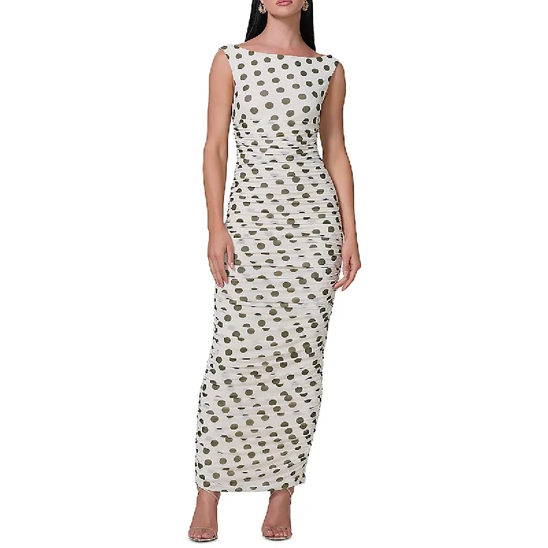 Special Price Womens Ruched Polka Dot Bodycon Dress