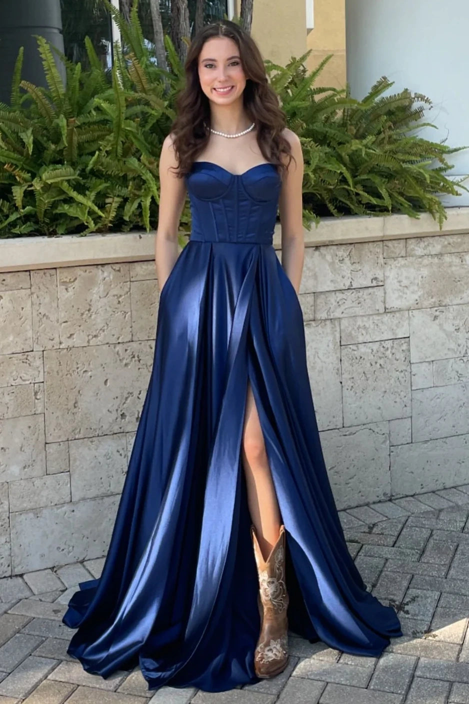 Online Specials A-Line Spaghetti Straps Lace Up Party Prom Dress