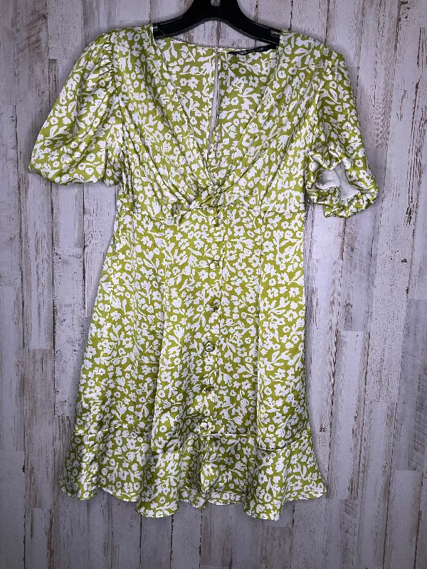 Hurry In Green & White Dress Casual Short Zara, Size S