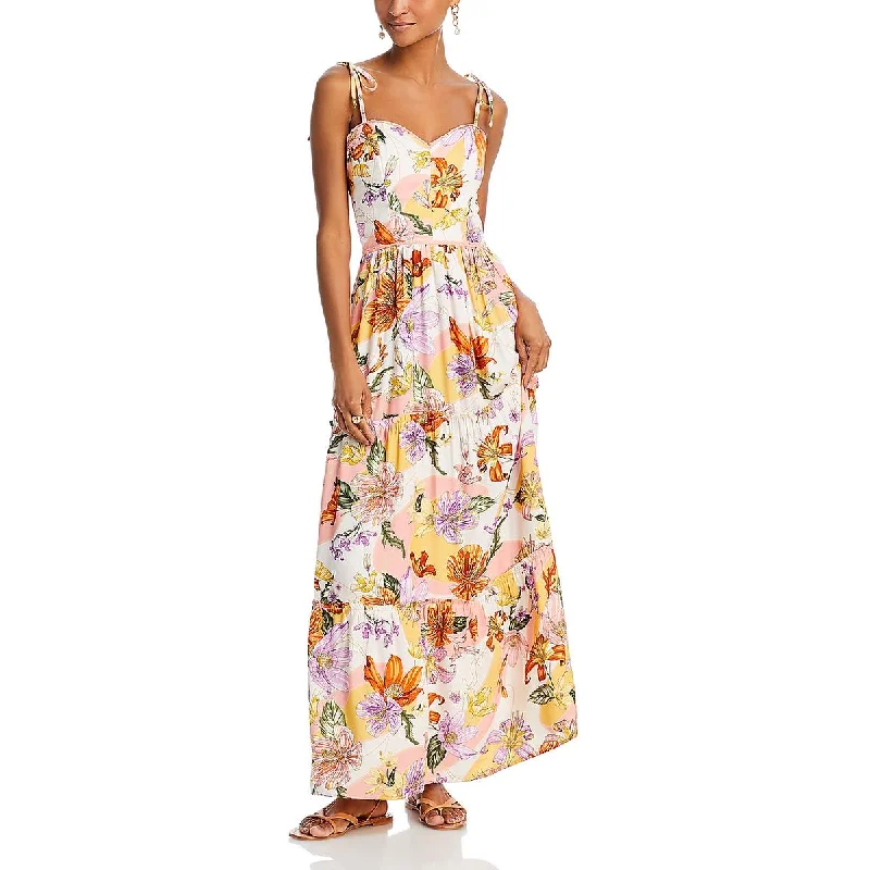 Deep Discounts Womens Floral Print Ribbed Maxi Dress