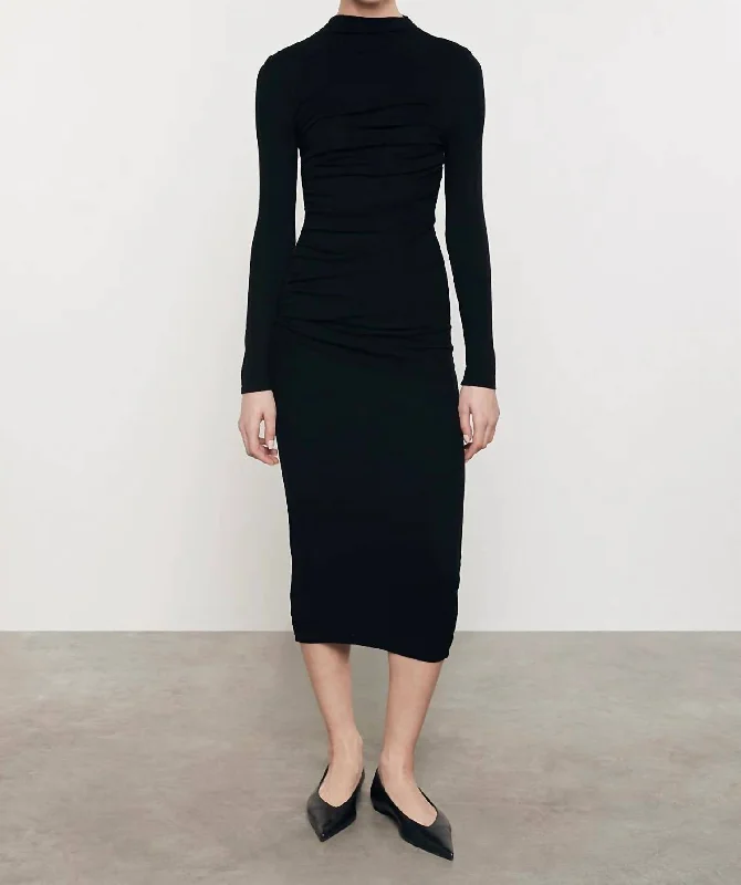 Big Discounts Silk Knit Twist Midi Dress In Black