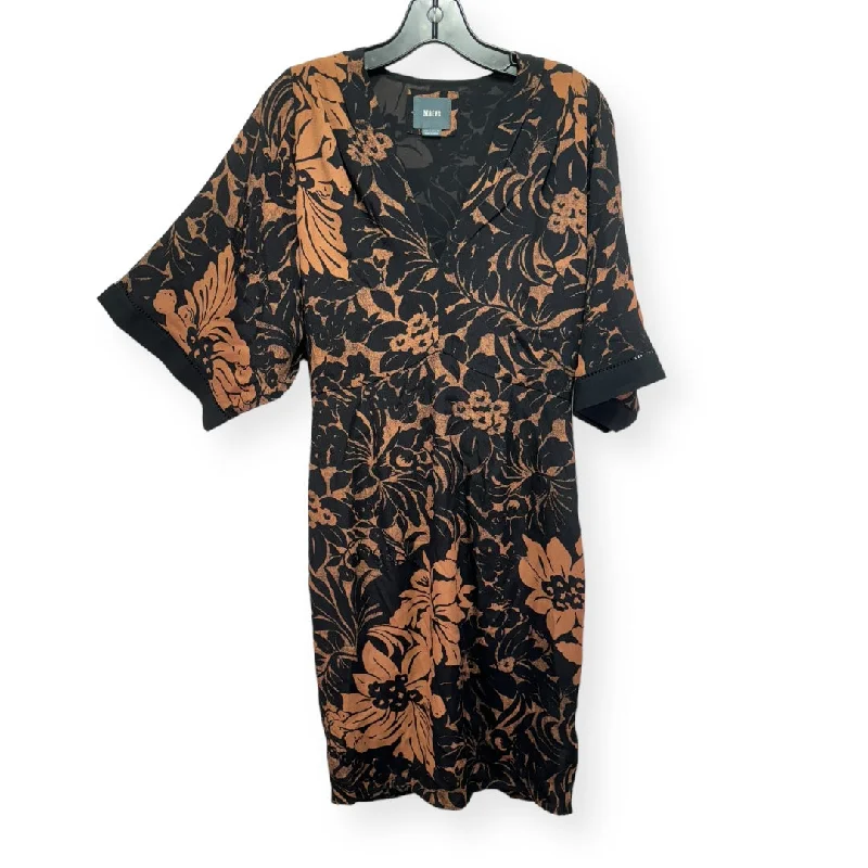 Referral Discount Black & Gold Dress Casual Midi Maeve, Size 6