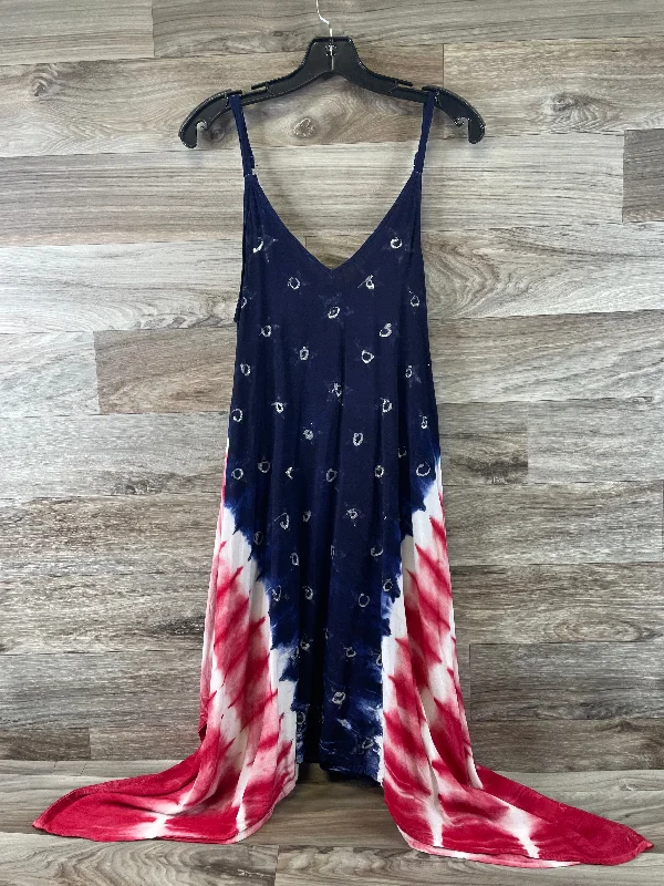 Final Markdown Blue Red & White Dress Casual Short Clothes Mentor, Size M