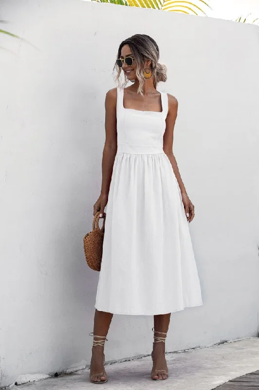 Flash Deals Teagan Cotton Tiered Babydoll Dress - Off White