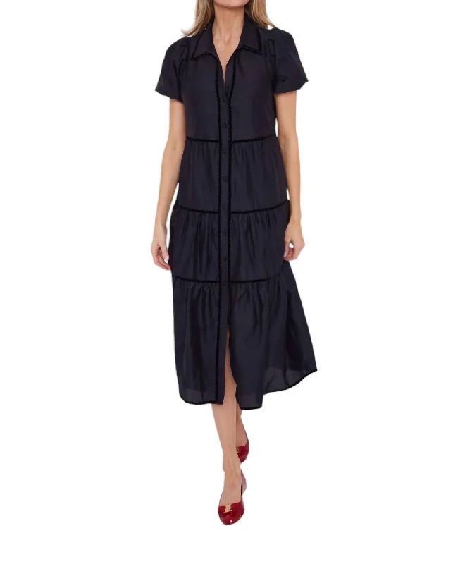 Markdowns Button Front Dress In Black
