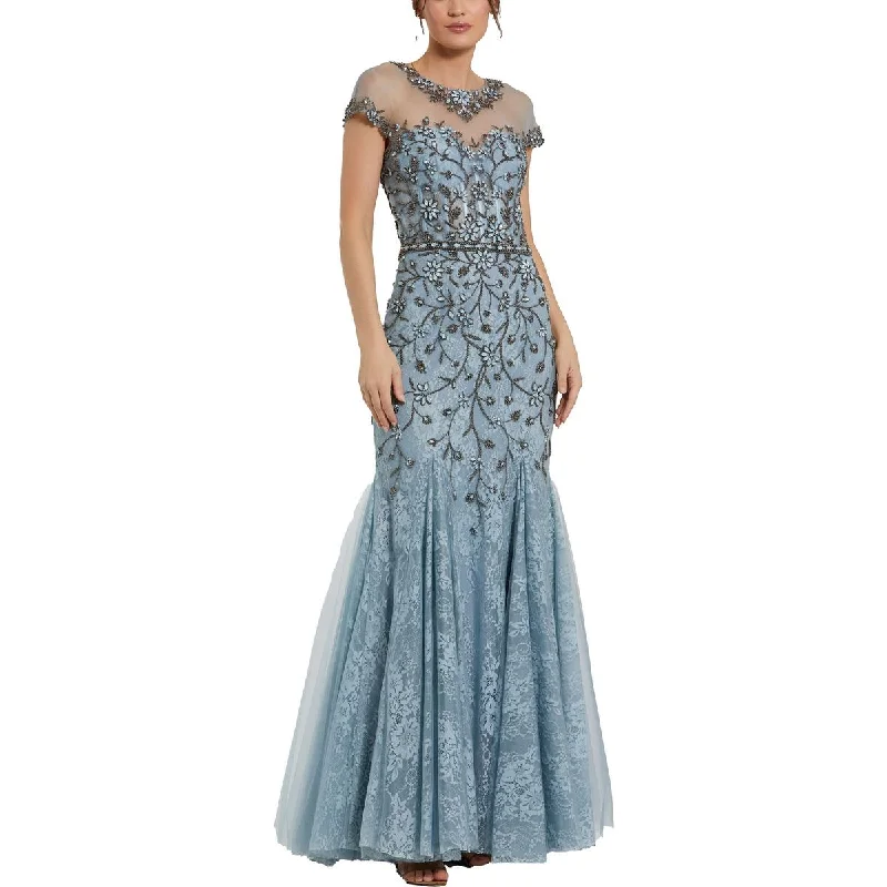 Limited Quantity Womens Lace Embellished Evening Dress