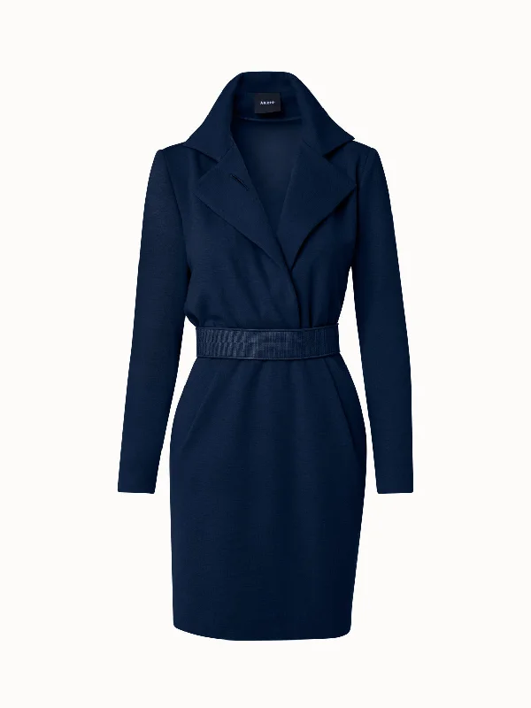 Extra Savings Viscose Wool Jersey Dress with Horsehair Belt