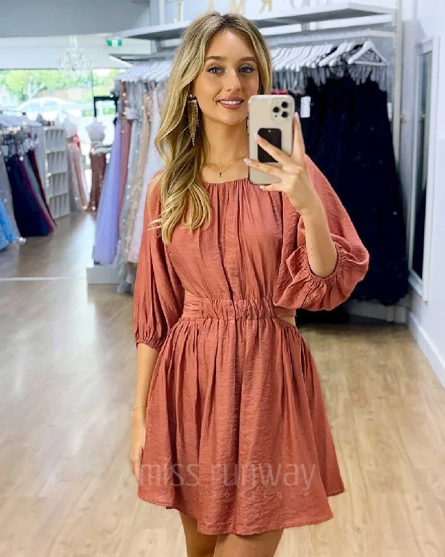 Steals and Deals Diane Mini Dress - Mauve