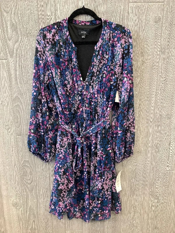 Super Savings Blue & Purple Dress Casual Midi Msk, Size 18