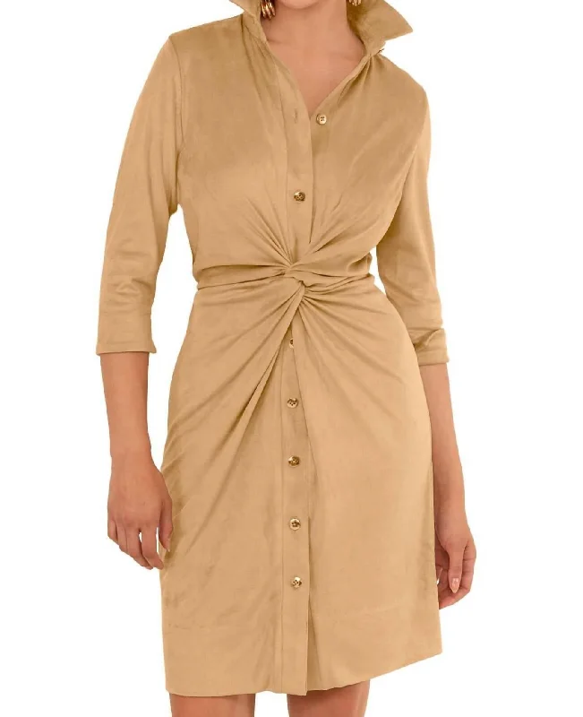 Quick Sale Twist & Shout Dress In Beige
