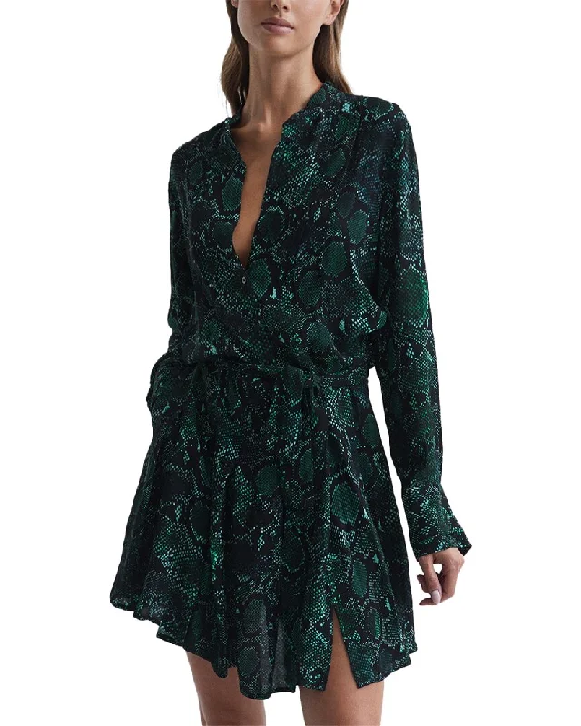 Weekend Deal Reiss Scarlett Snake Print Flippy Mini Dress