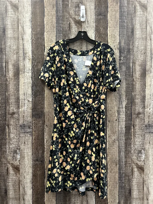 Midnight Madness Black Dress Casual Midi Lands End, Size L