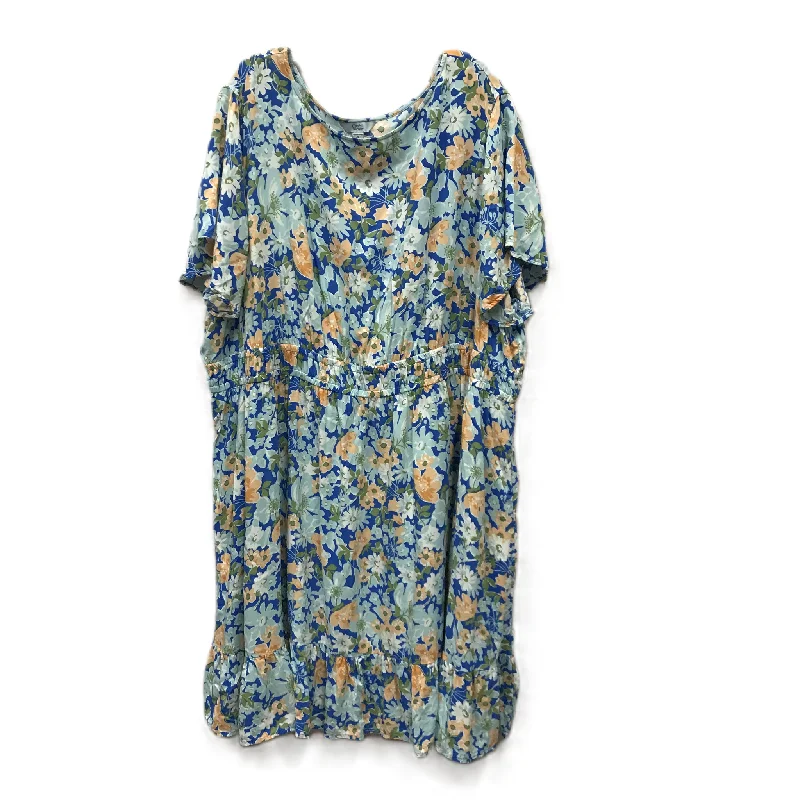 Crazy Deals Floral Print Dress Casual Short By Croft And Barrow, Size: 4x