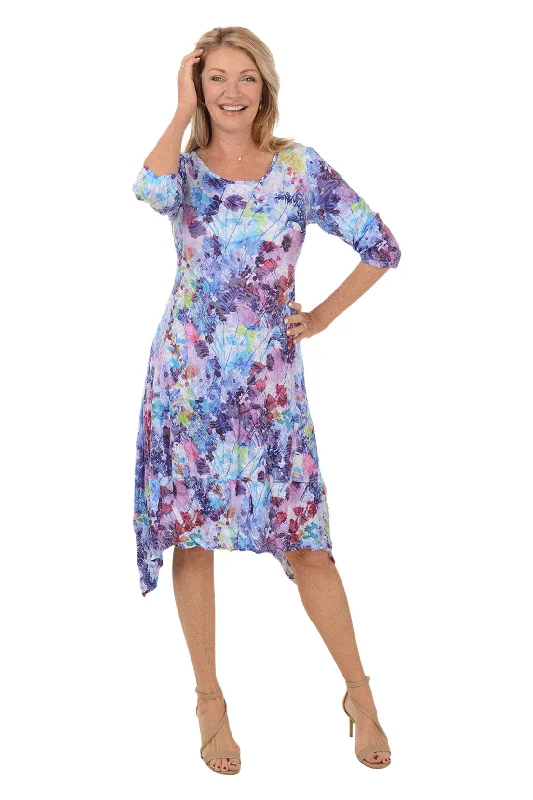 Mega Sale Purple Flower Shark Bite Crinkle Dress