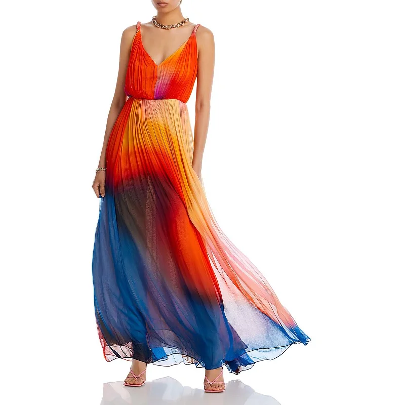 Act Fast Womens Ombre Pleated Maxi Dress
