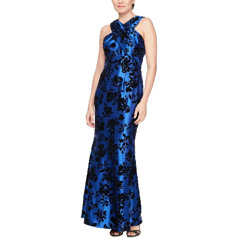 Don't Wait Plus Womens Full Length Floral Print Halter Dress