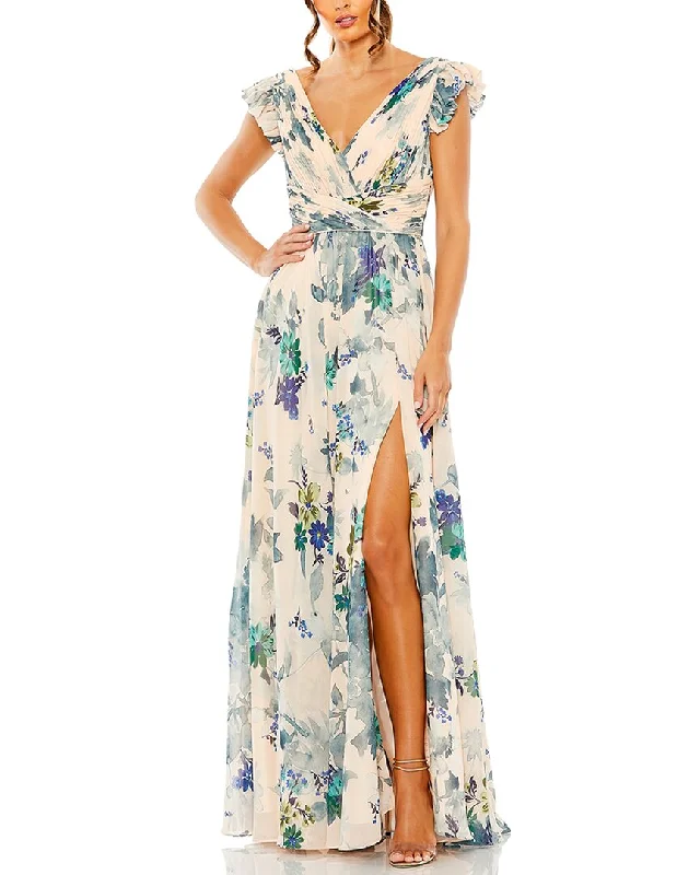 Final Markdown Mac Duggal Flutter Sleeve Chiffon Gown