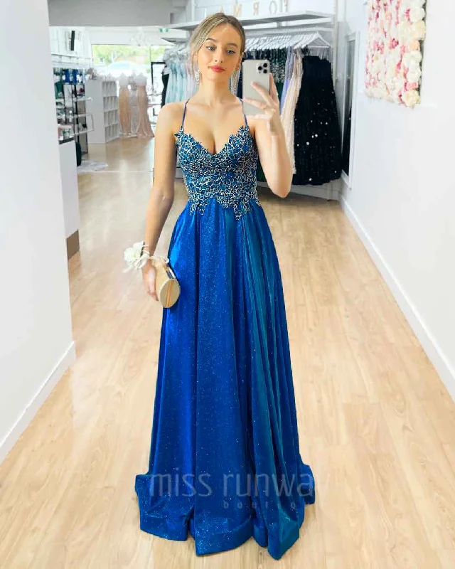 Markdowns Ivy Glitter Gown - Royal Blue