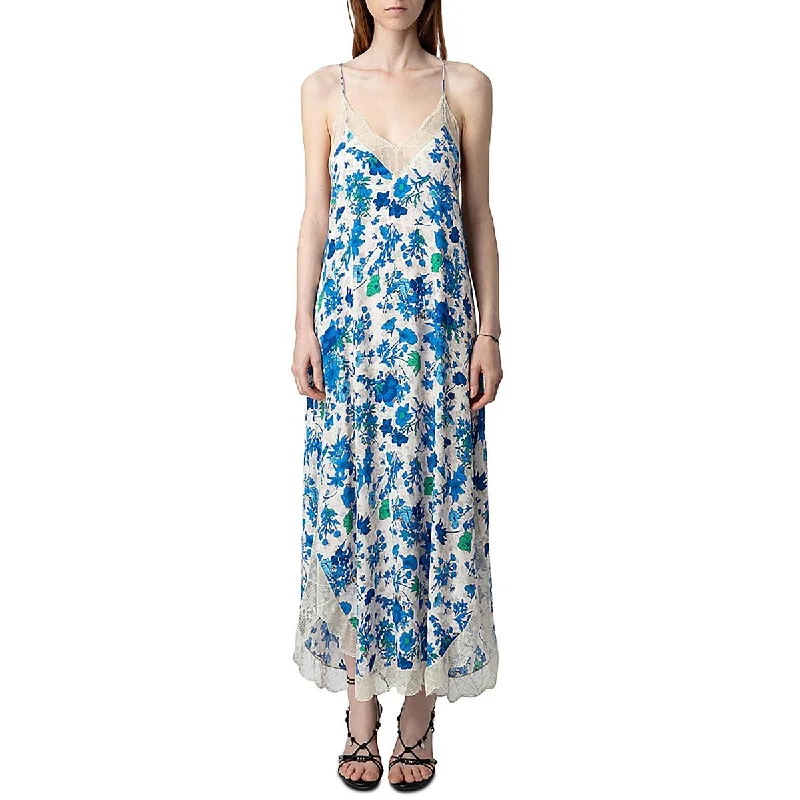 Bargain Bin Womens Side Slits Floral Midi Dress