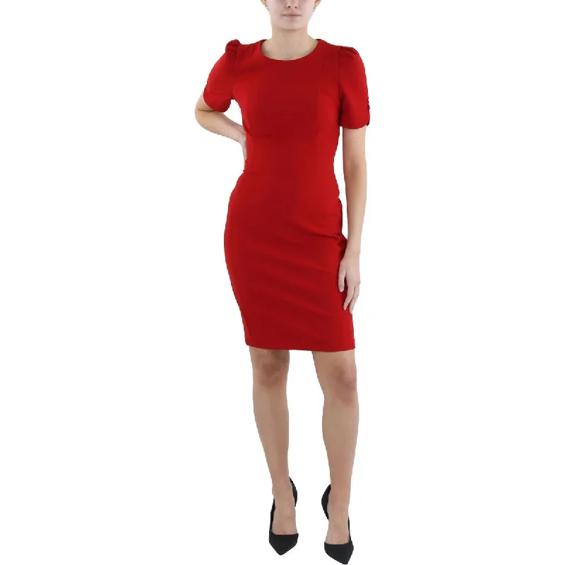 Don't Wait Womens Crepe Short Sleeve Sheath Dress