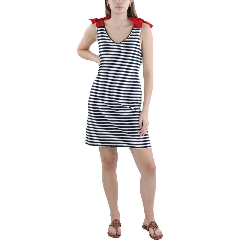 Special Offer Womens Bow Striped Midi Dress
