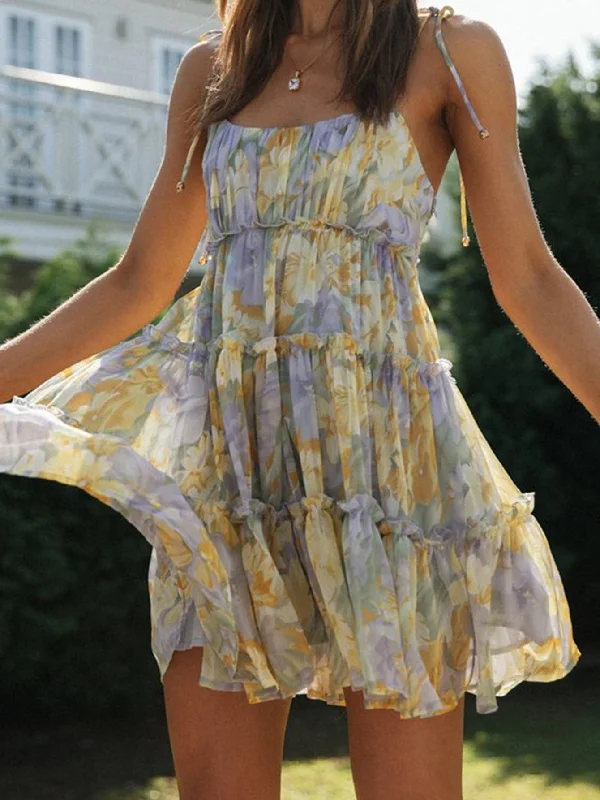 YEAR-End Clearance KittenAlarm - Knot Floral Print Dress