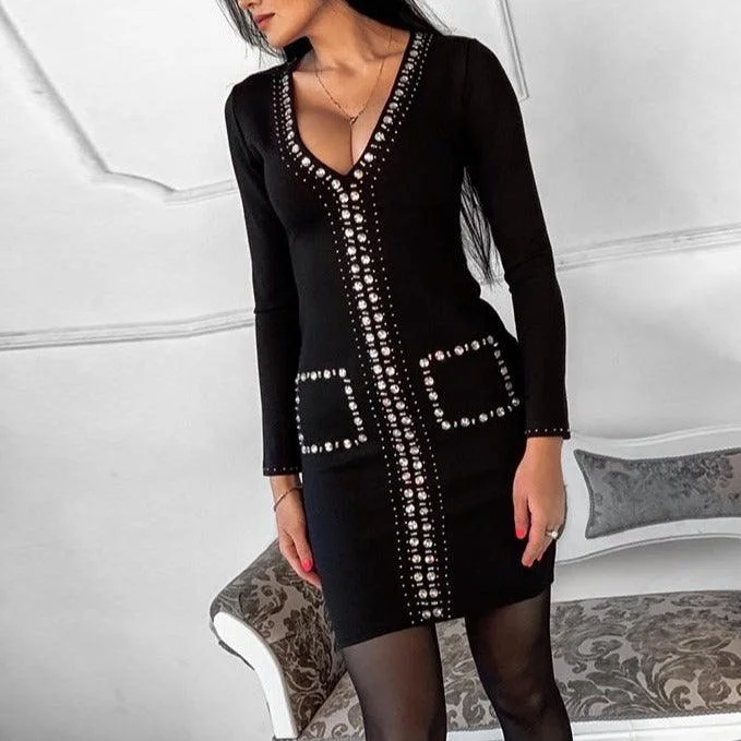 New Markdowns KittenAlarm - Zelia Embellished Long Sleeves Mini Dress