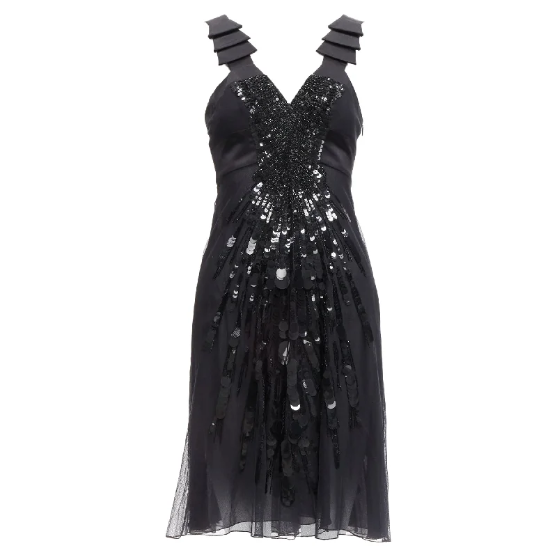 Discount Mania Versace sequins bead embellishment ruffle strap dress