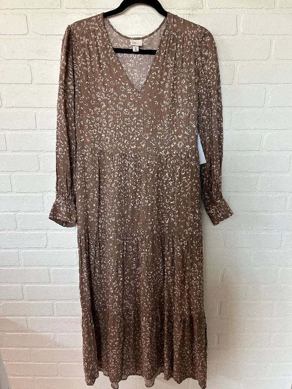 Take Advantage Brown Dress Casual Maxi A New Day, Size M