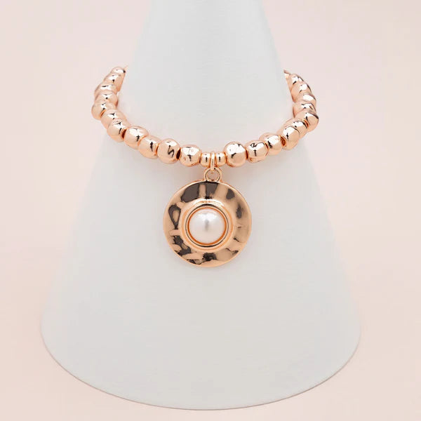 Price Fest Rose Gold Pendant with Pearl Bracelet