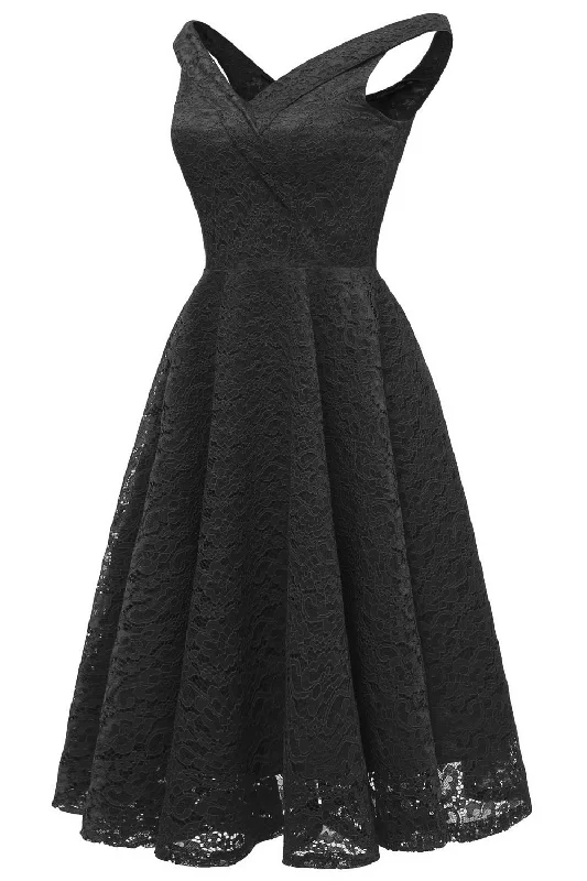 YEAR-End Sale Straps Zipper Up Lace Black Short Dress