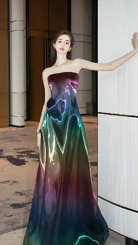 Limited Availability Colorful Strapless A-Line Unique Long Party Dress Birthday Outfits, DP4479 Limited Availability Colorful Strapless A-Line Unique Long Party Dress Birthday Outfits, DP4479