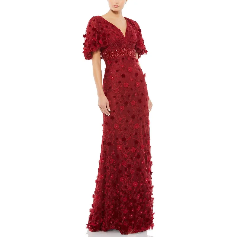 Early Bird Discount Mac Duggal Womens Lace Embellished Evening Dress