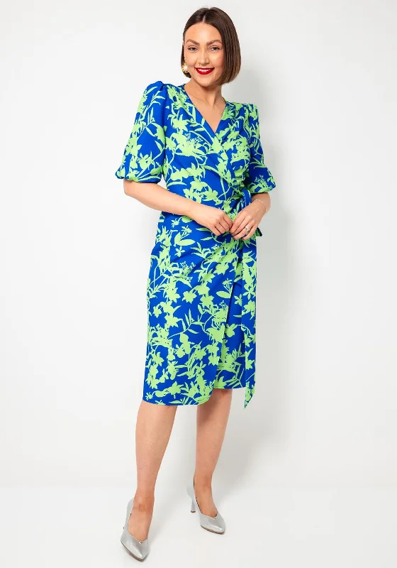 New Markdowns Coco Doll Laney Floral Print Wrap Dress, Blue and Green