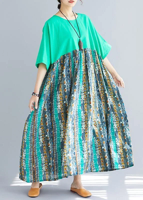 Savings Galore Classy patchwork prints cotton dresses Fashion Ideas green o neck Dresses sundress