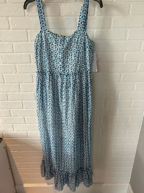Deal Frenzy Blue & White Dress Casual Maxi Blue Rain, Size L